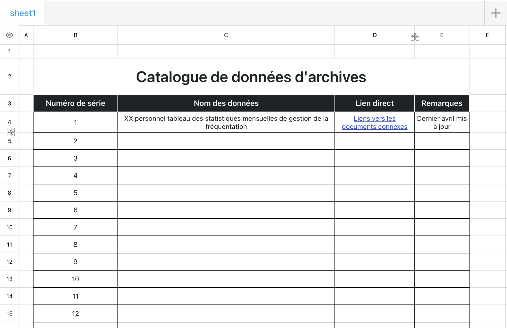 Catalogue de données d'archives